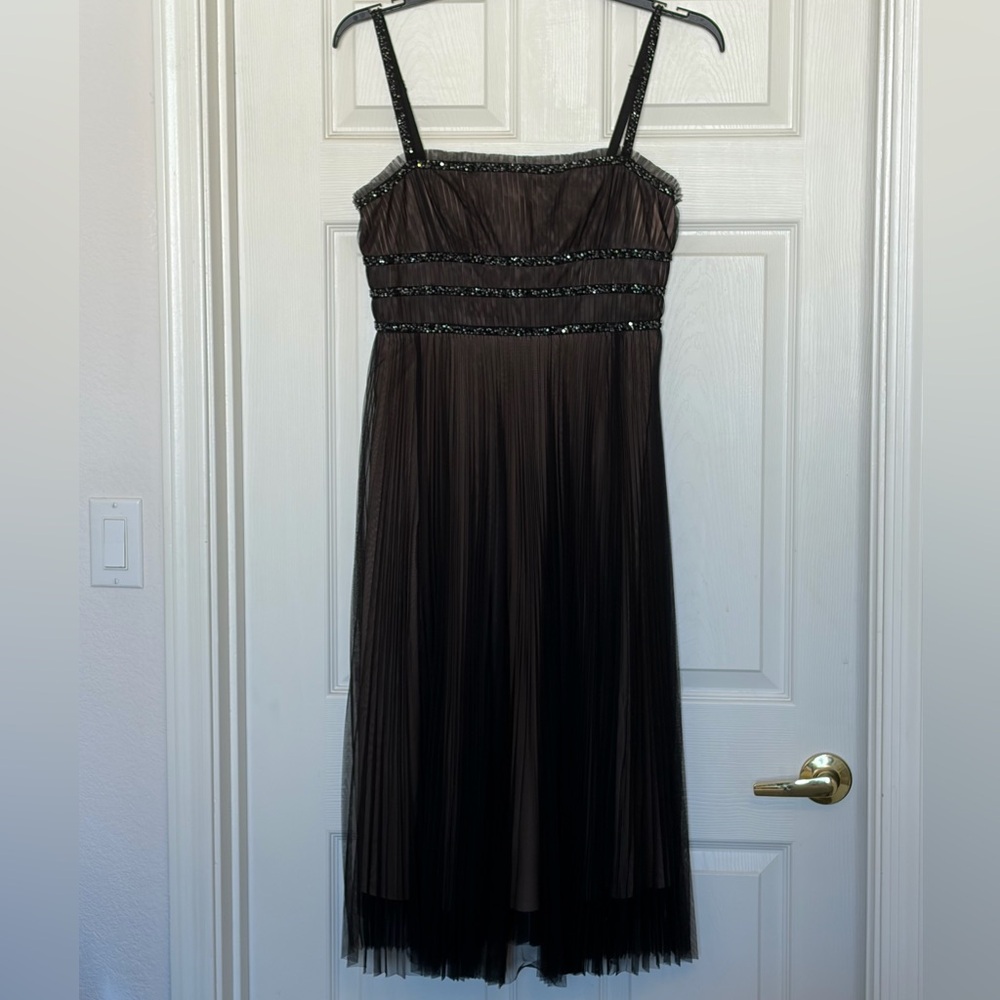 BCBGMaxAzria Mauve Dress with Black Mesh Detail